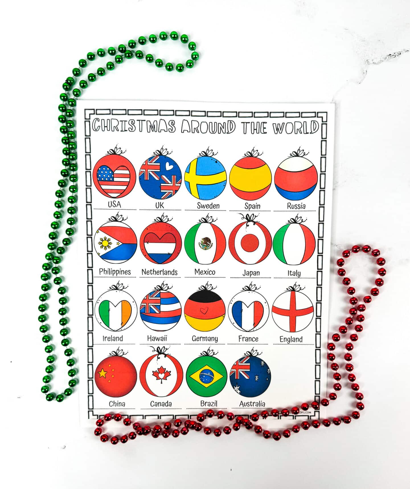 free christmas around the world worksheet